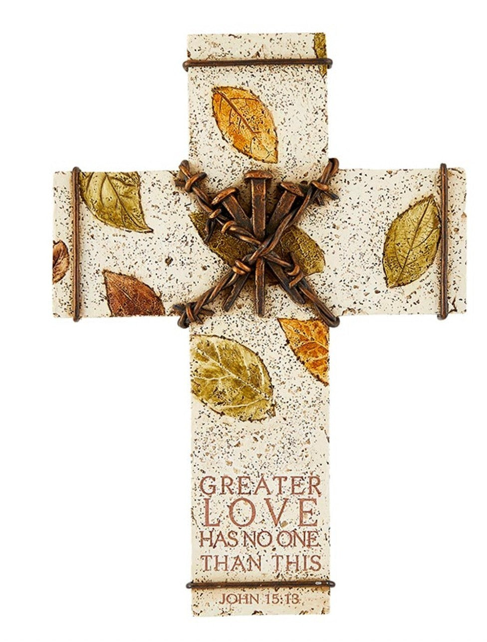 Greater Love wall cross collectible by Bob and Penny Lord Journeys of Faith, featuring a detailed Christian crucifix design.