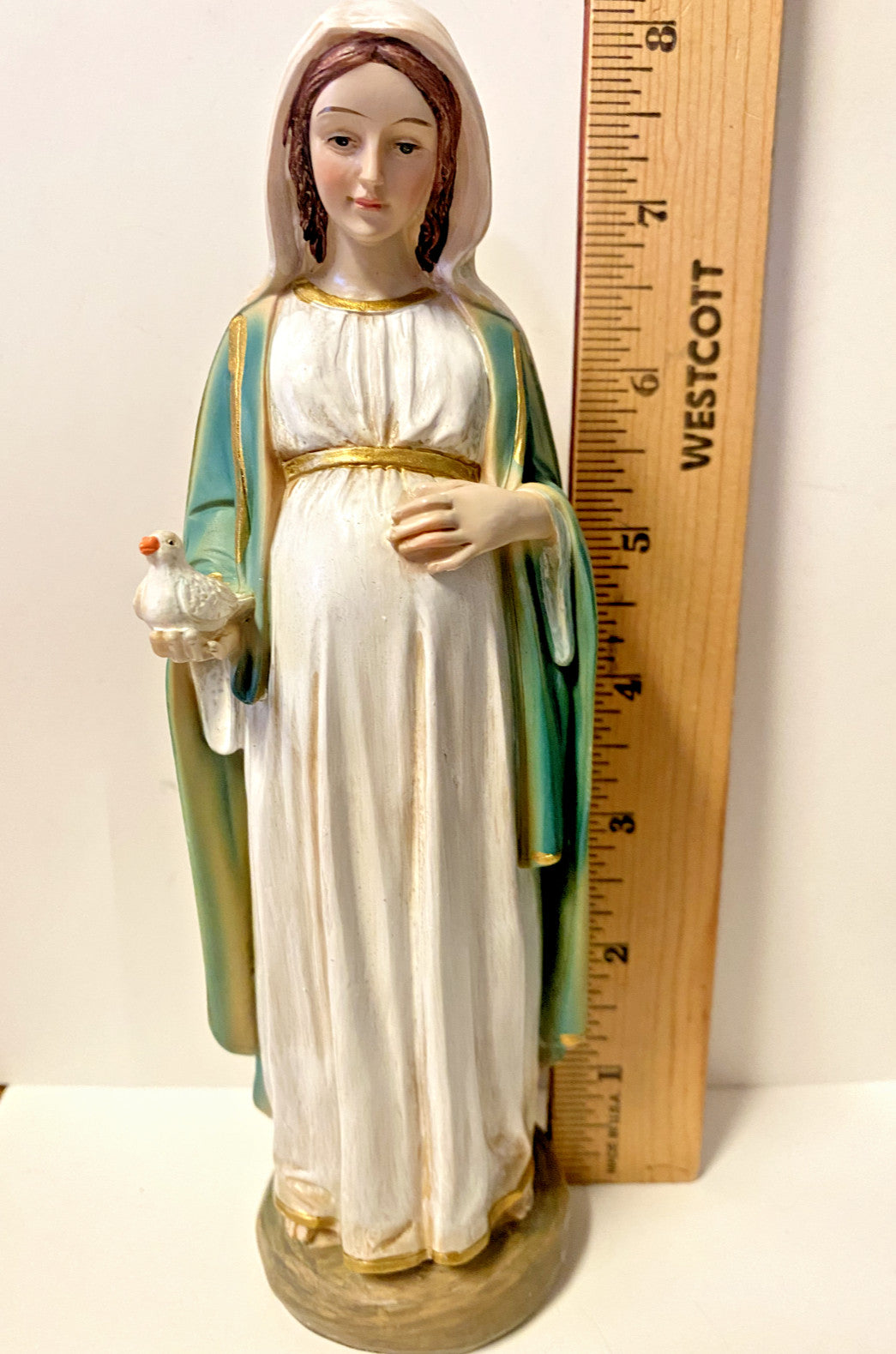 8-inch Mary, Mother of Jesus religious statue by Bob and Penny Lord, featuring detailed craftsmanship and serene expression.