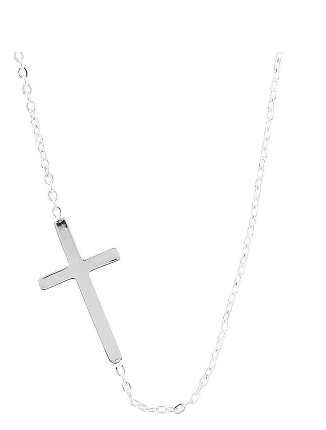 Silver Cross 18" Necklace, New #AB-389-R2