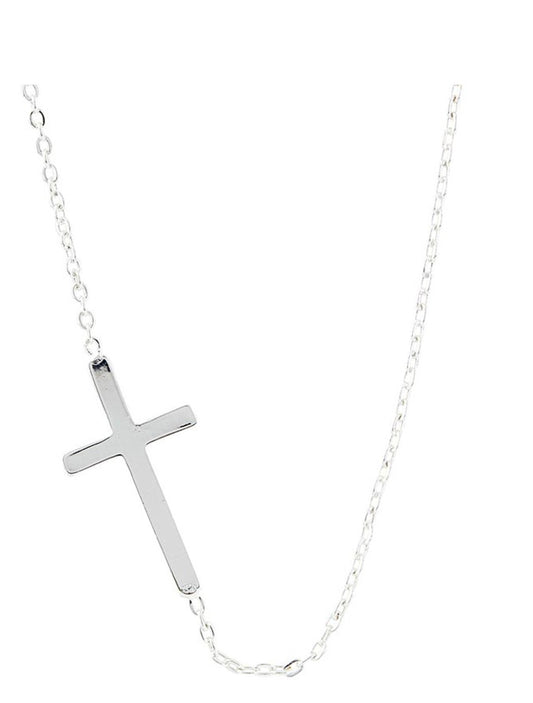 Silver Cross 18" Necklace, New #AB-389-R2