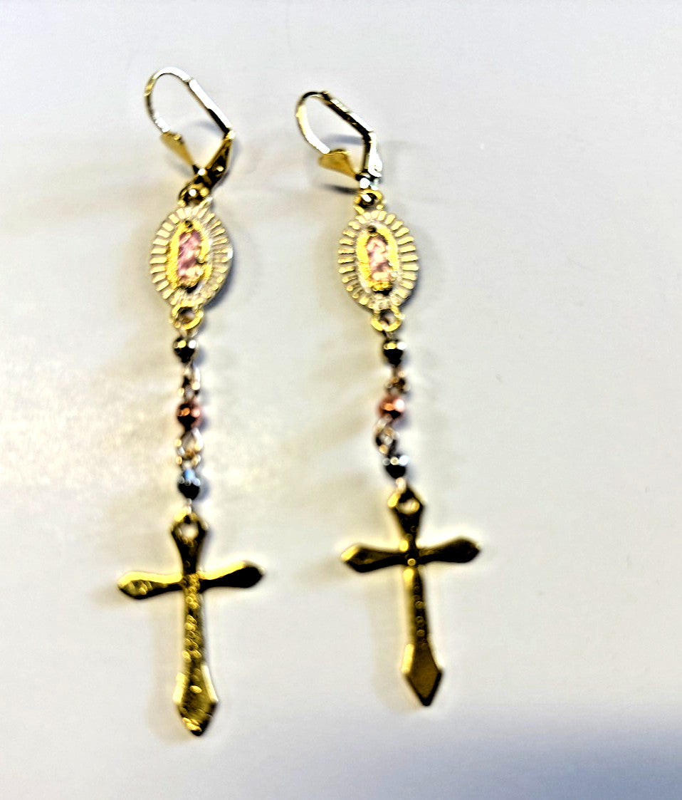 Our Lady of Guadalupe 3.75" Dangle  Earrings, New #AB-382-R2