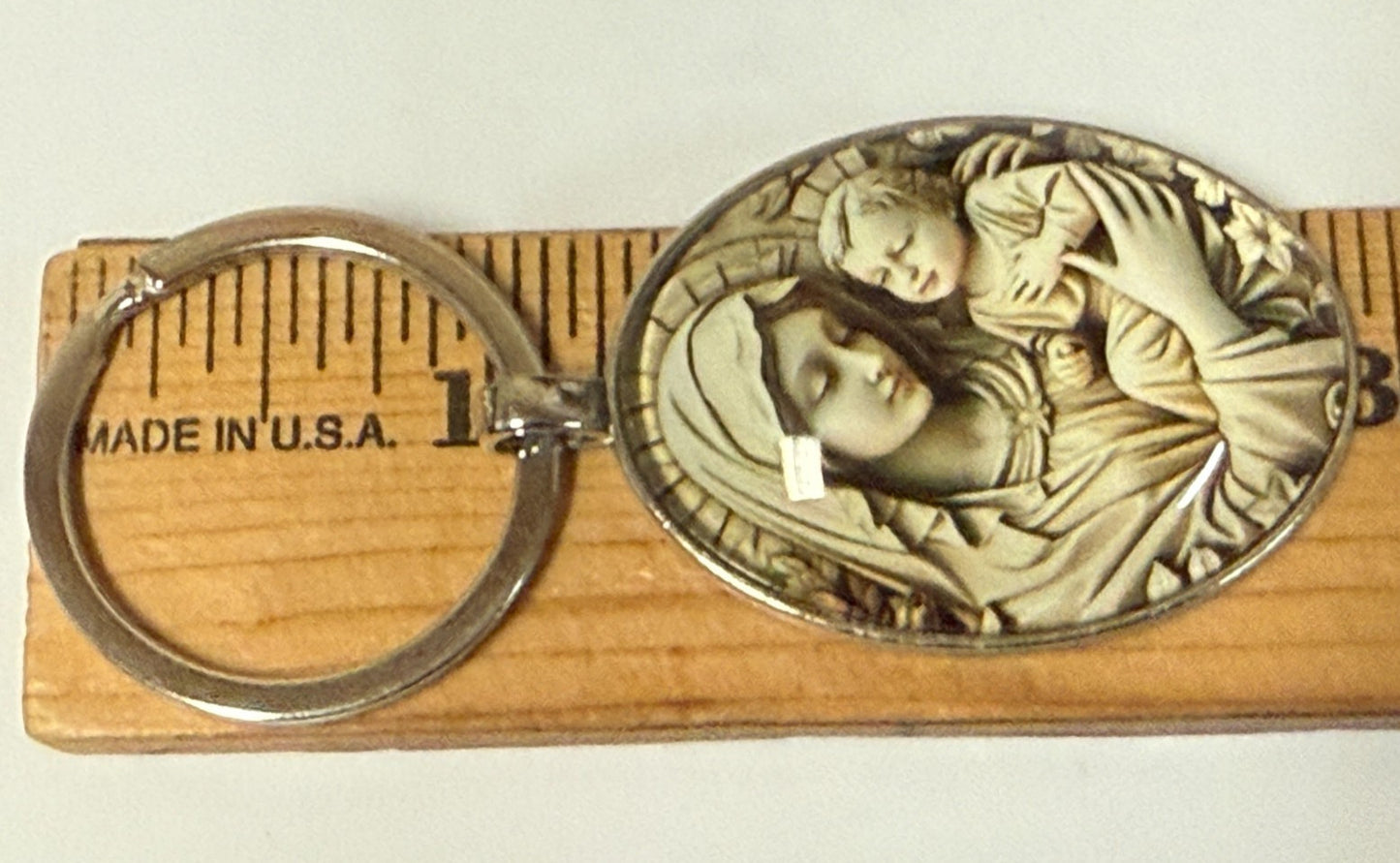 Virgen Mary with Child 2D Image Silver Tone Key Ring  New #Gftshp-111 - Journeys of Faith