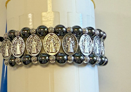 Saint Benedict Medal Hematite Rope Adjustable Bracelet, New #AB-344-R2 Journeys of Faith Collectibles:Religion & Spirituality:Christianity:Jewelry
