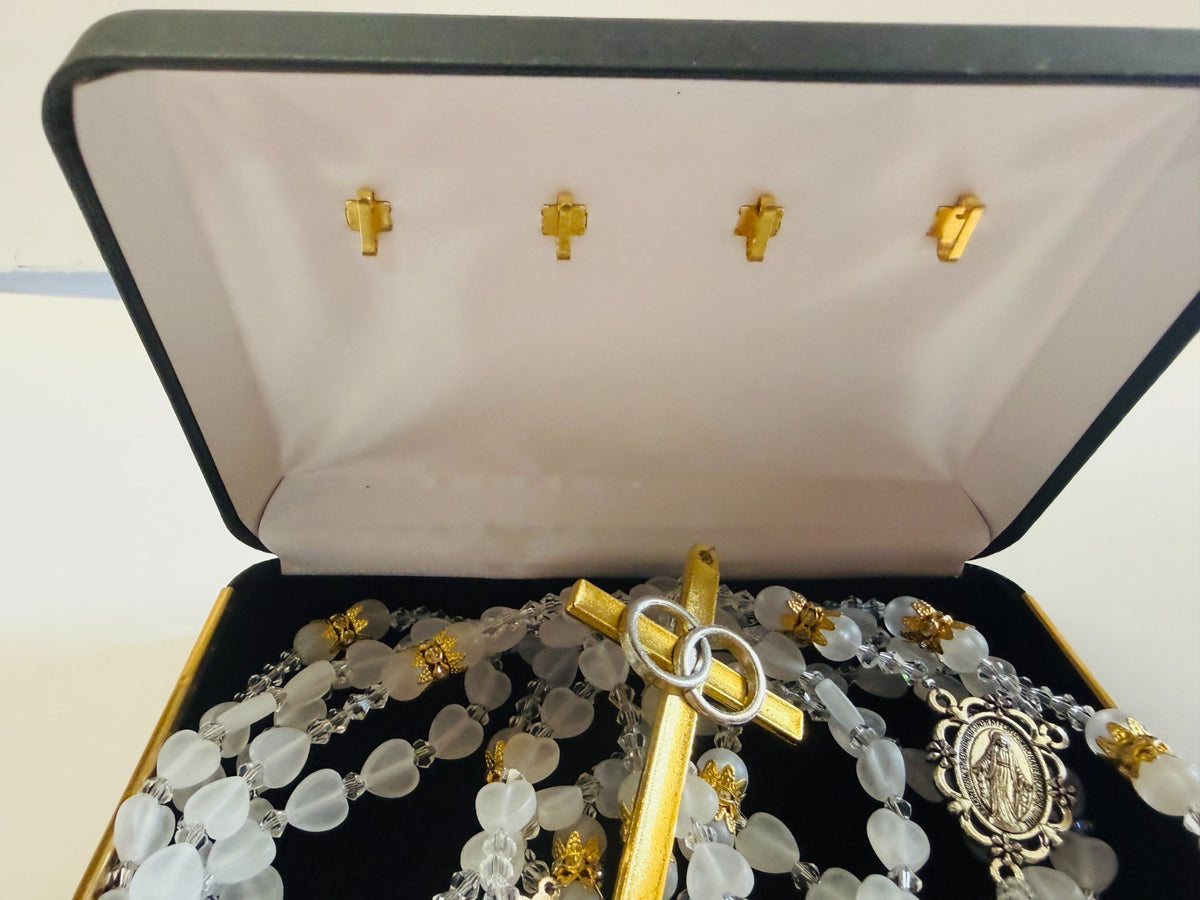Wedding Rosary/Lazo Matrimonial, White + Two Tone, New, #Gftshp-288 - Journeys of Faith
