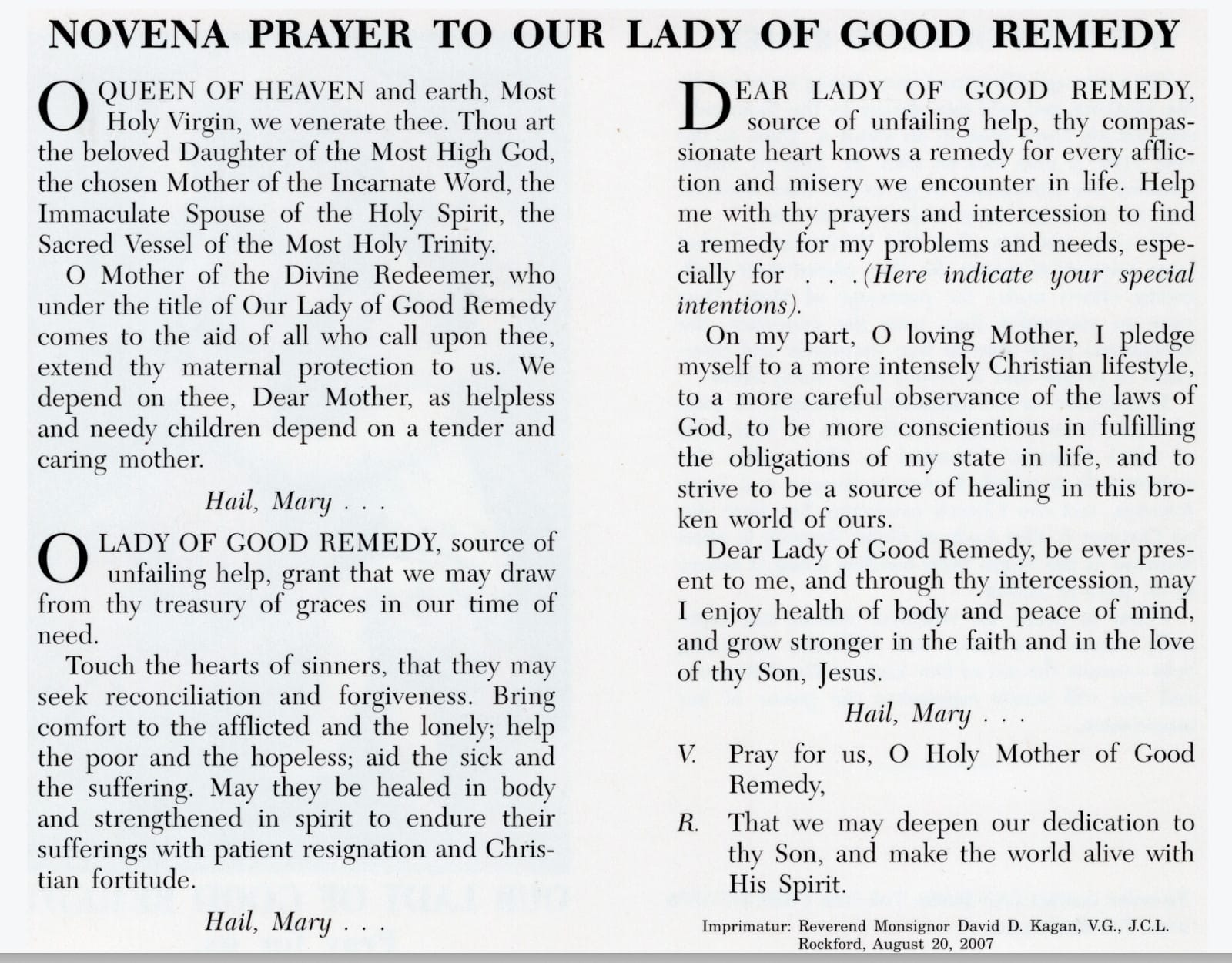 Our Lady of Good Remedy Prayer Card Journeys of Faith Collectibles:Religion & Spirituality:Christianity:Holy Cards