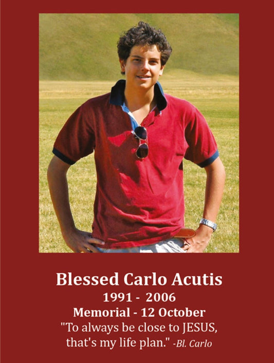 Blessed Carlo Acutis Eucharist Prayer Card, New #PC-26 - Journeys of Faith