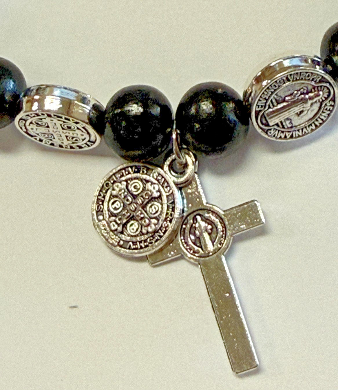 Saint Benedict Black Rosary Bracelet, New #AB-276-R2 - Journeys of Faith