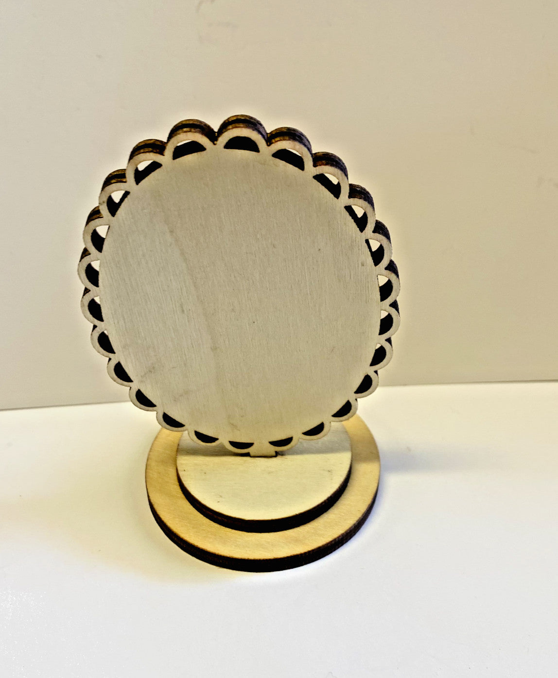 Guardian Angel Scalloped 3.5" Wood Image, New #AB-230-R2