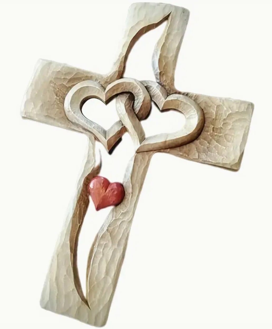 Interwoven Hearts and Red Heart Cross Christian collectible by Journeys of Faith, 6.69-inch religious ornament with detailed design
