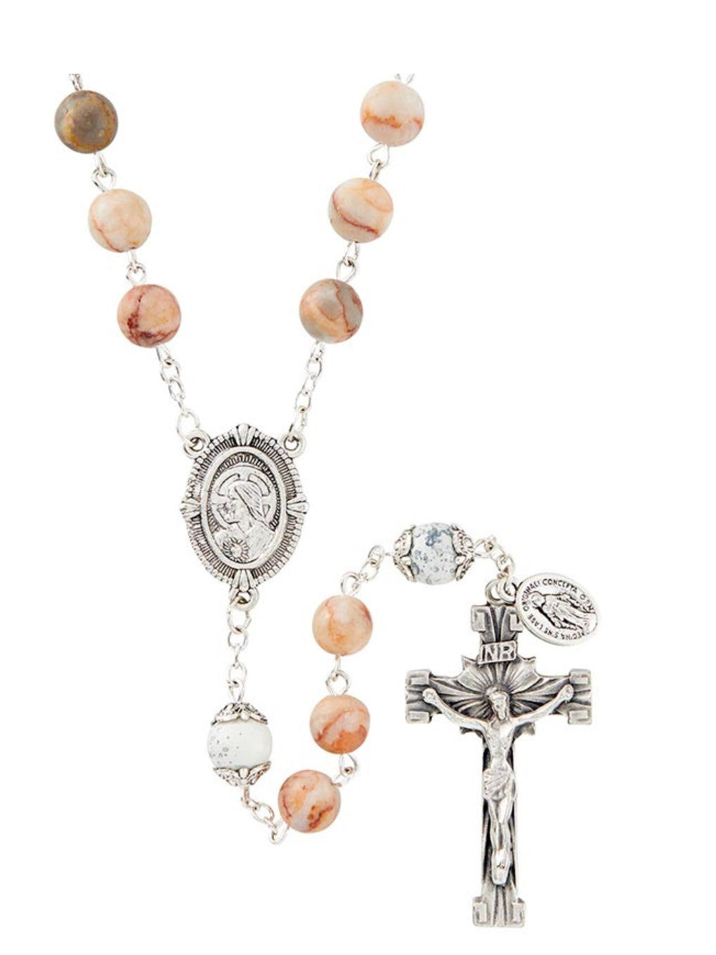 Orange Howlite Stone Beads Rosary, New #Gftshp-57 - Journeys of Faith