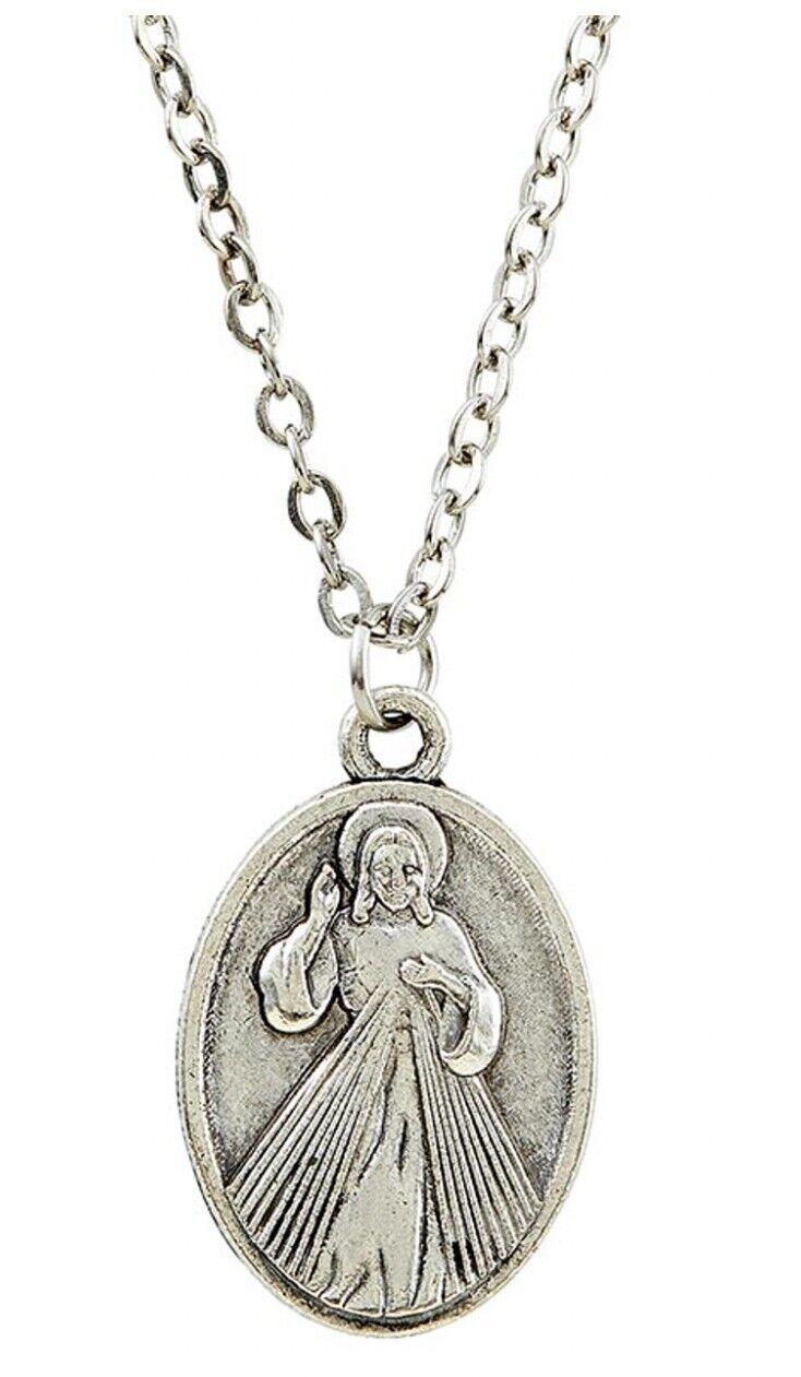 Divine Mercy Prayer Card + Medal & 20" Chain, New #AB-088