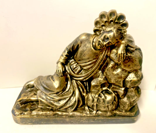 Bronze finish 6-inch Sleeping Saint Joseph statue collectible by Bob and Penny Lord, depicting Saint Joseph peacefully sleeping.