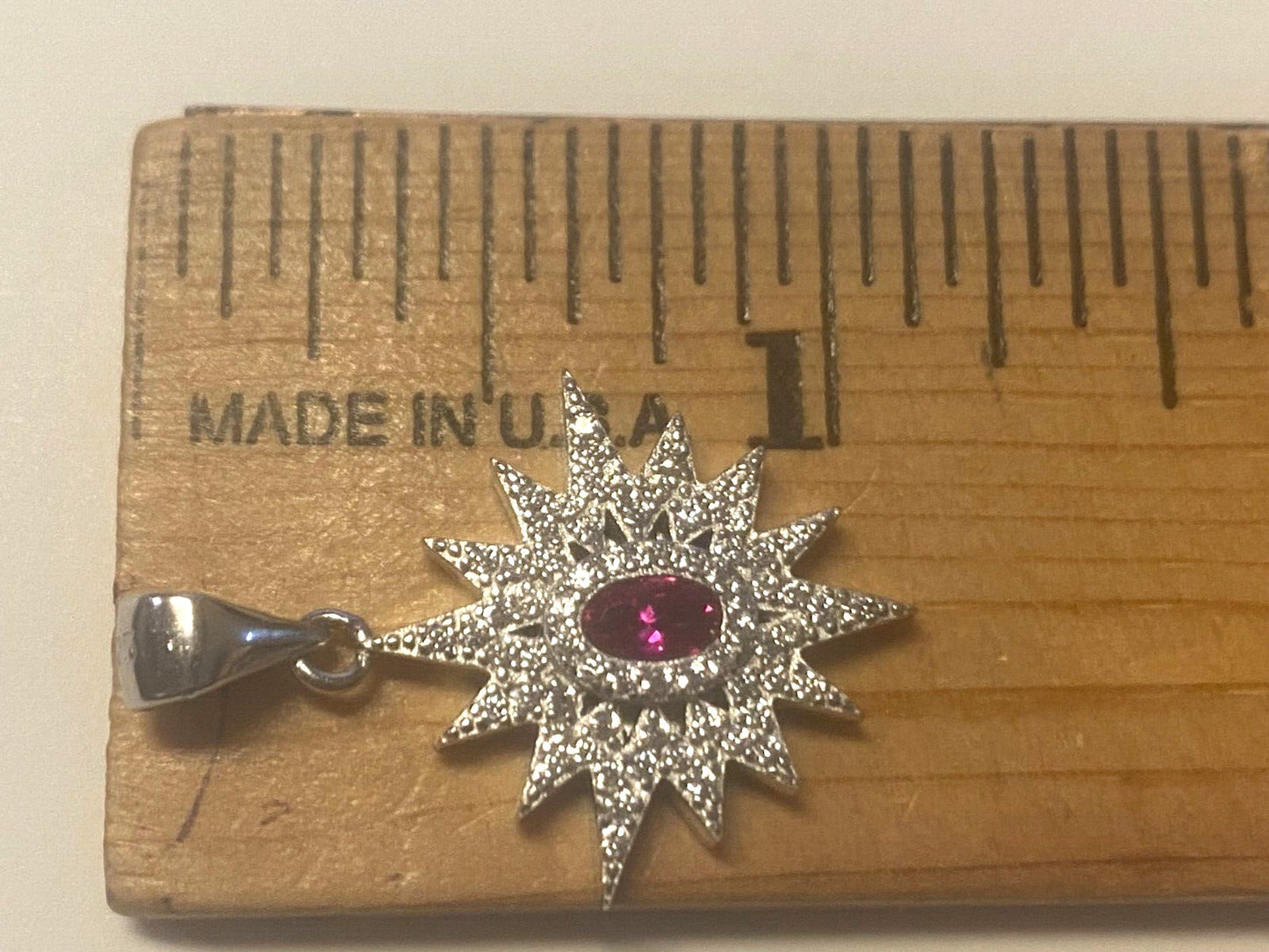 925 Sterling Silver Star Pendant with a Siam Stone, New from Bethlehem - Journeys of Faith