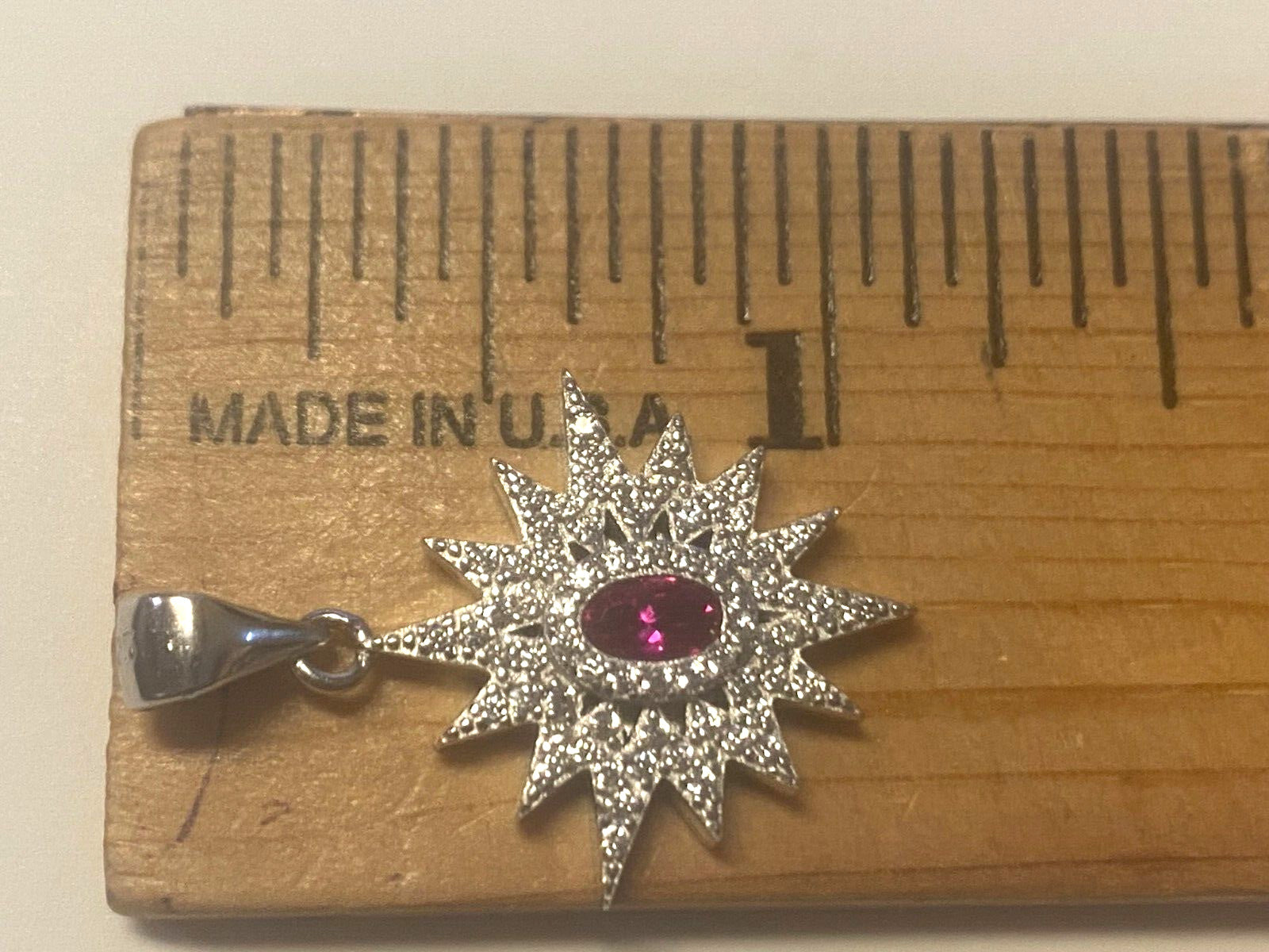 925 Sterling Silver Star Pendant with a Siam Stone, New from Bethlehem - Journeys of Faith