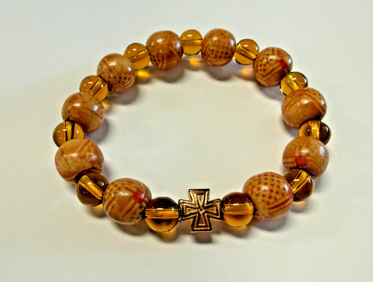 Wood Bead with Cross Bracelet,  New From Japan #Gftshp-144 - Journeys of Faith
