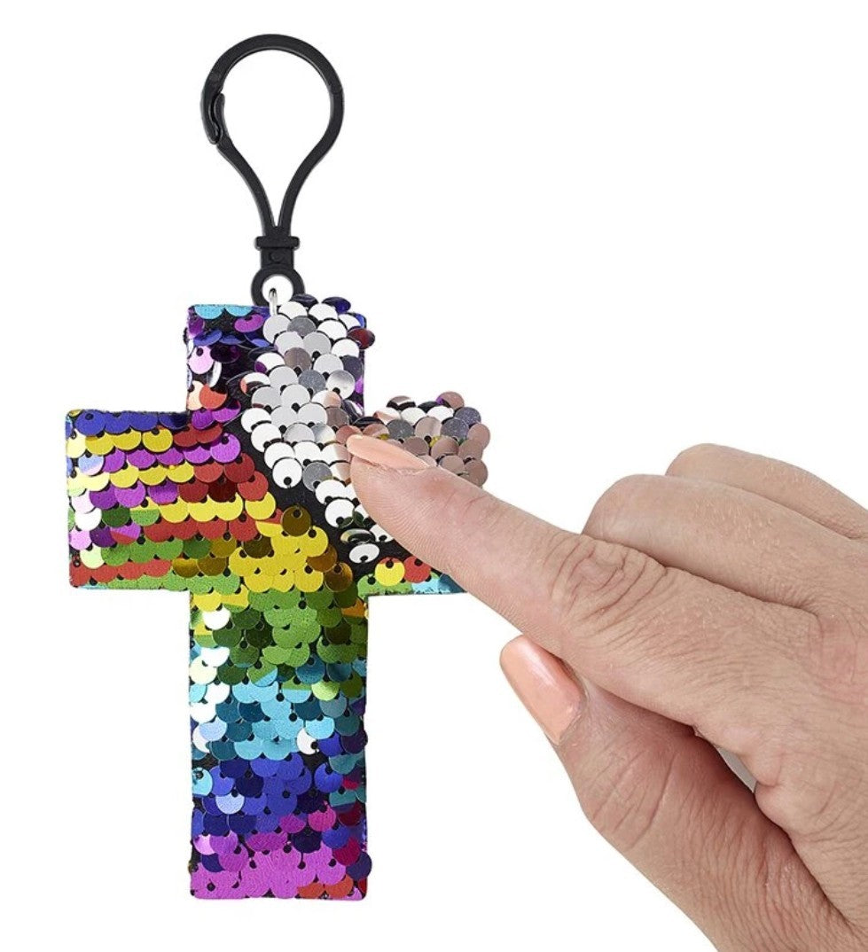 Sequin Cross 3.75" with Clip, New, #AB-055 - Journeys of Faith