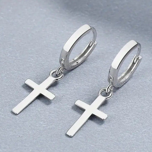 .925 Sterling Silver Small Cross Earrings, New #AB-379-R2 Unbranded Jewelry & Watches:Fashion Jewelry:Earrings