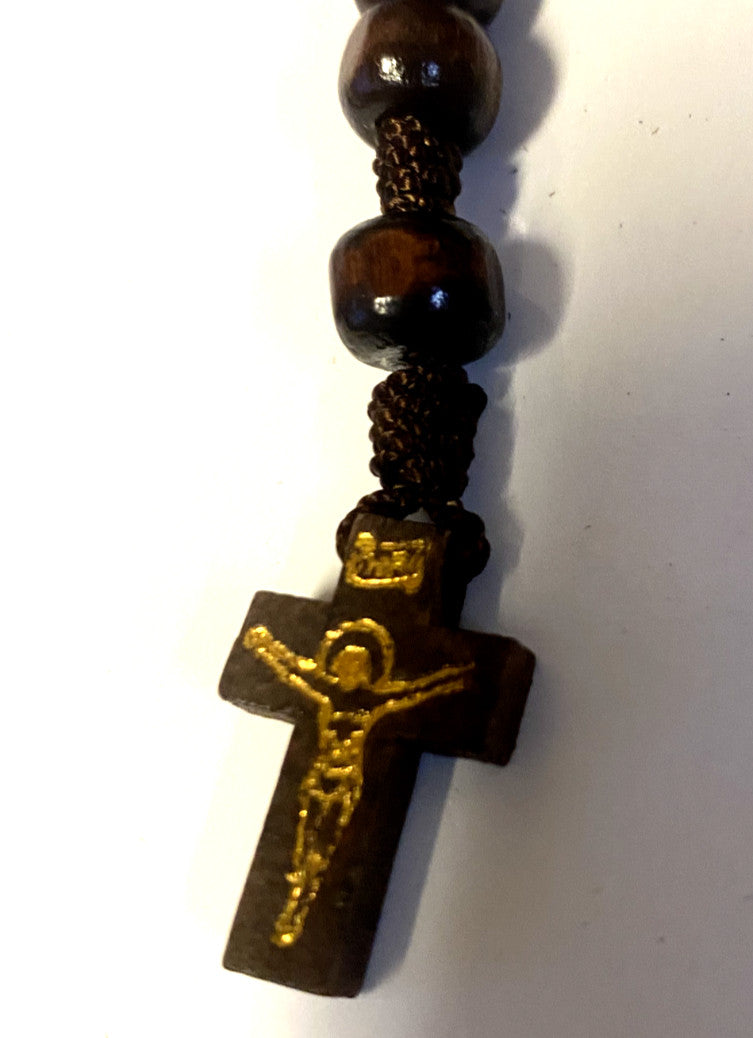 Saint Sister Faustina wood rosary box with rosary, featuring religious artwork, from Bob and Penny Lord, new from Colombia.