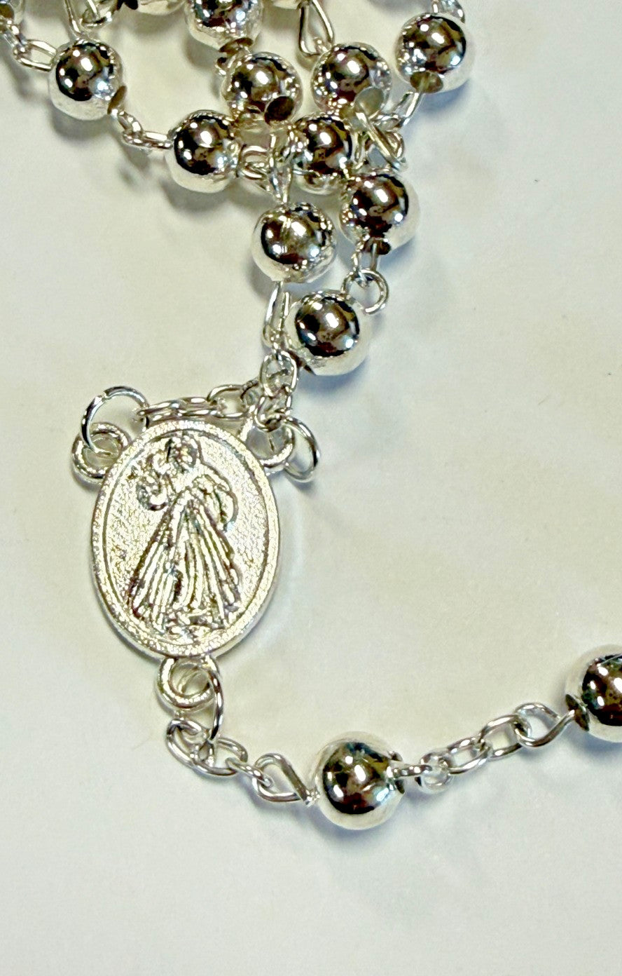 Blessed Mother  + Divine Mercy  .925 Silver Rosary,  New #Gftshp-155