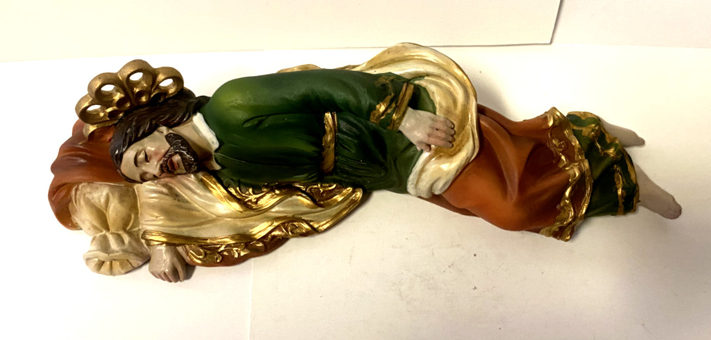 Sleeping Saint Joseph 8-inch Christian statue by Bob and Penny Lord, depicting Saint Joseph in a peaceful sleeping pose