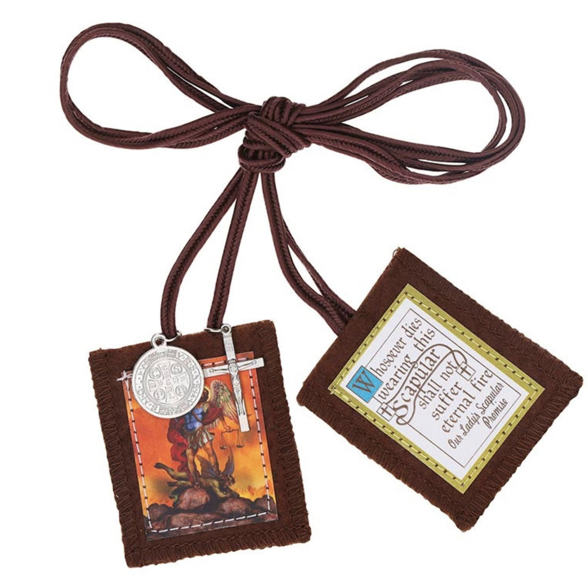 Saint Michael the Archangel. Brown Scapular, New #AB-443-R2