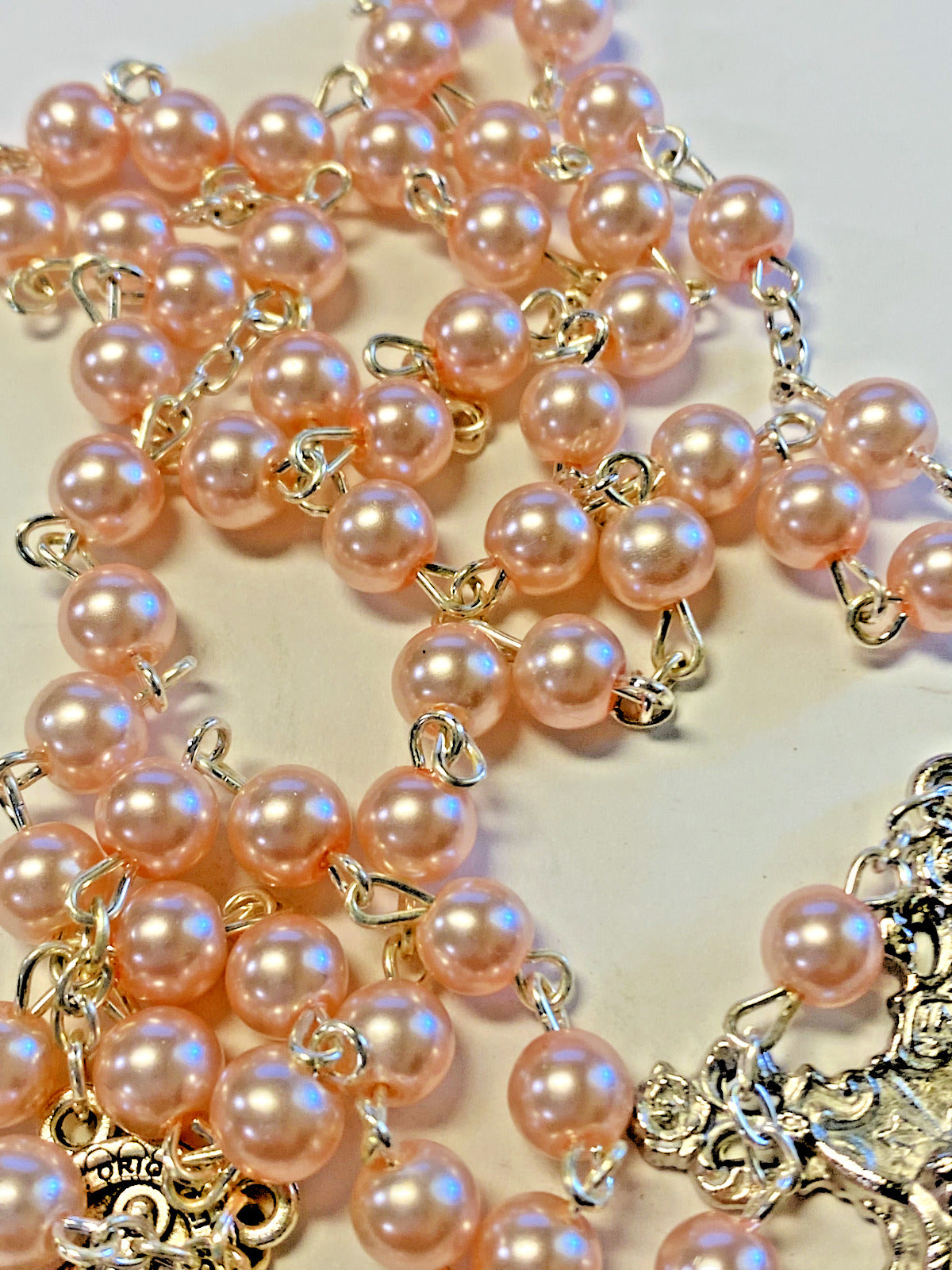 Pink Faux Pearl Rosary, New # AB-094