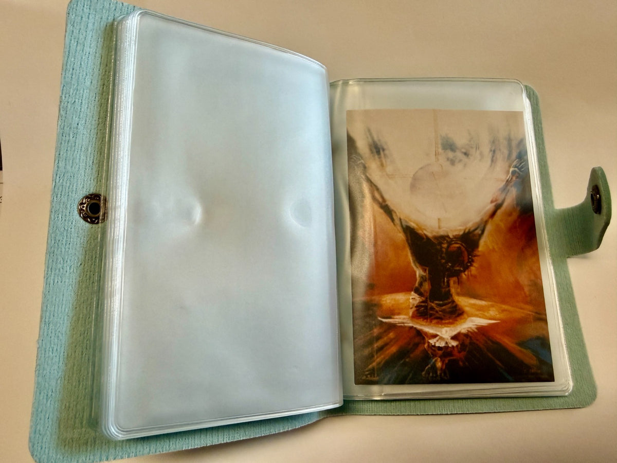 Holy Card Holder 5.25" Light Blue Booklet, New. #AB-03-2