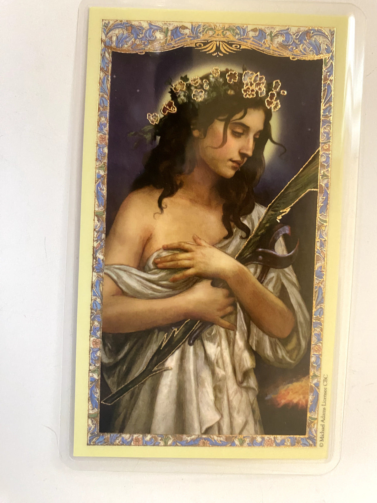 Saint Agatha  (Patron Saint Against Breast Diseases), Laminated Prayer Card, New