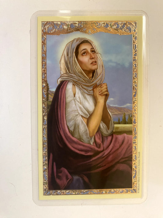 Saint Monica Laminated Prayer Card, New #PCL-16