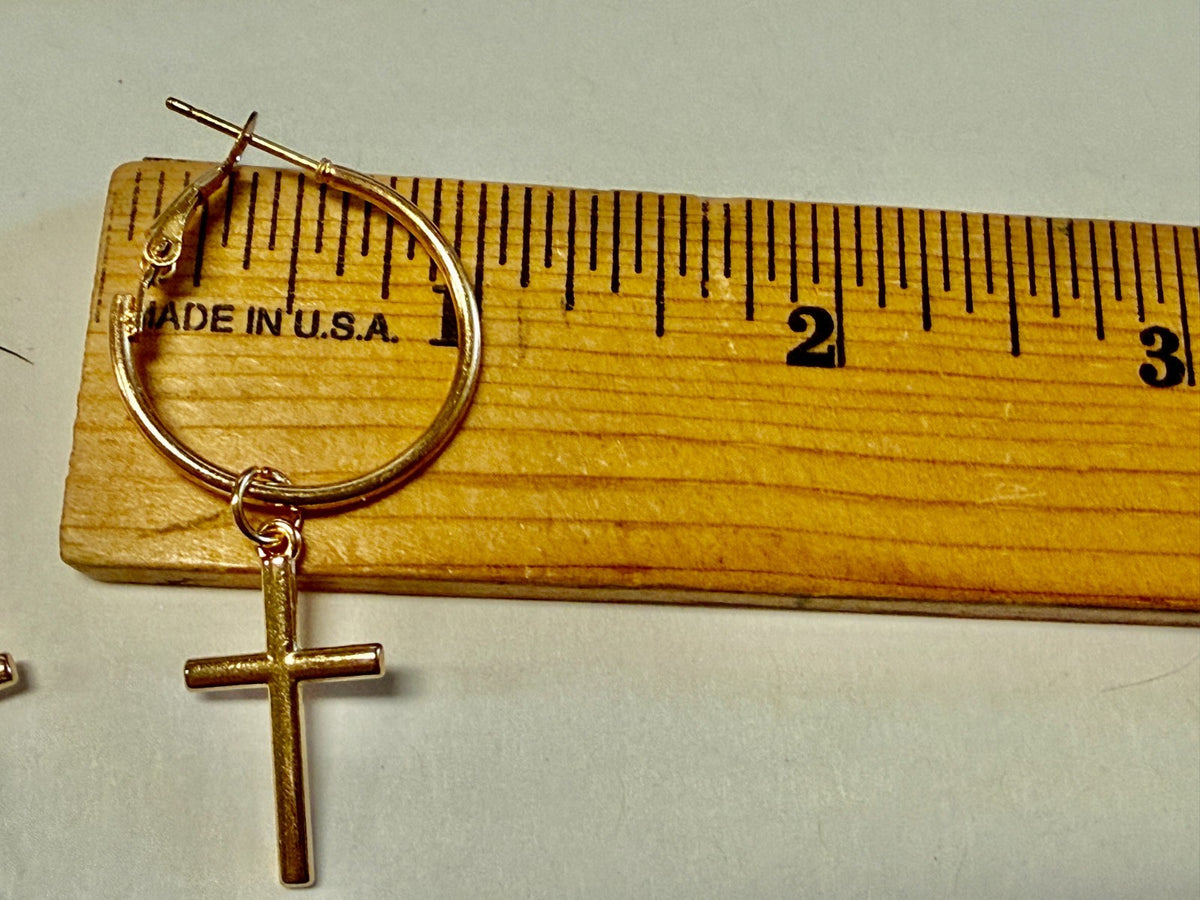 Cross  2" Dangle Hoop Earrings, New #Gftshp-210