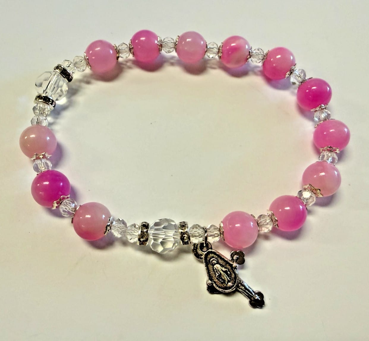 Our Lady of Grace Pink Jade Rosary Bracelet, New #Gftshp-152 Journeys of Faith Collectibles:Religion & Spirituality:Christianity:Jewelry
