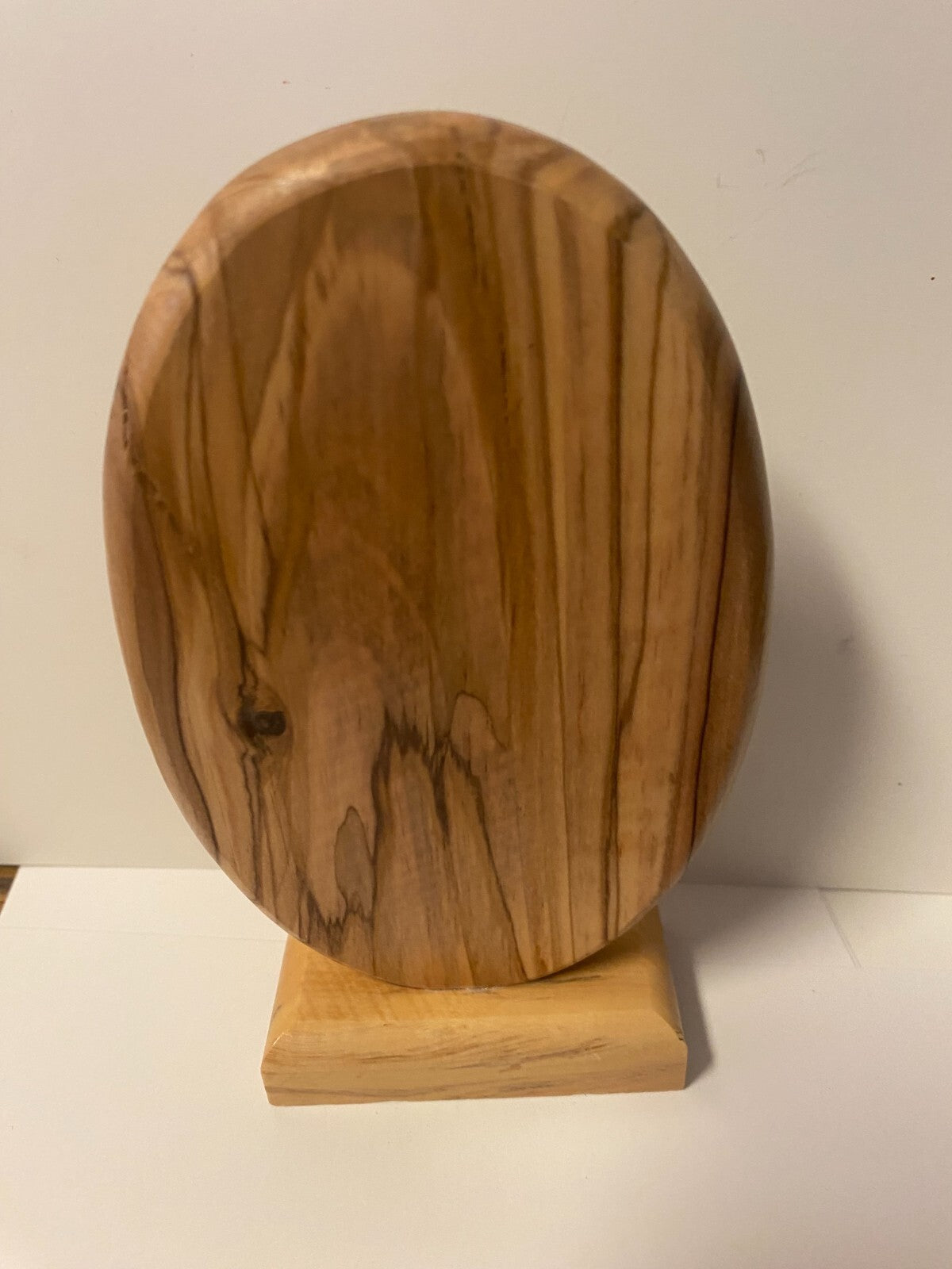 Pewter image of Mother with Child on wood plaque, 5-inch religious collectible by Bob and Penny Lord, depicting a Christian scene.