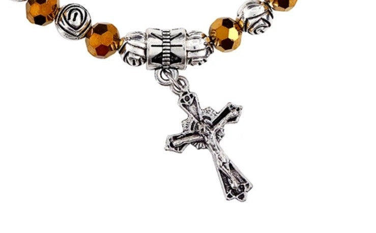 Angel with Gold  Rose Beads Bracelet, New #Gftshp-275 - Journeys of Faith