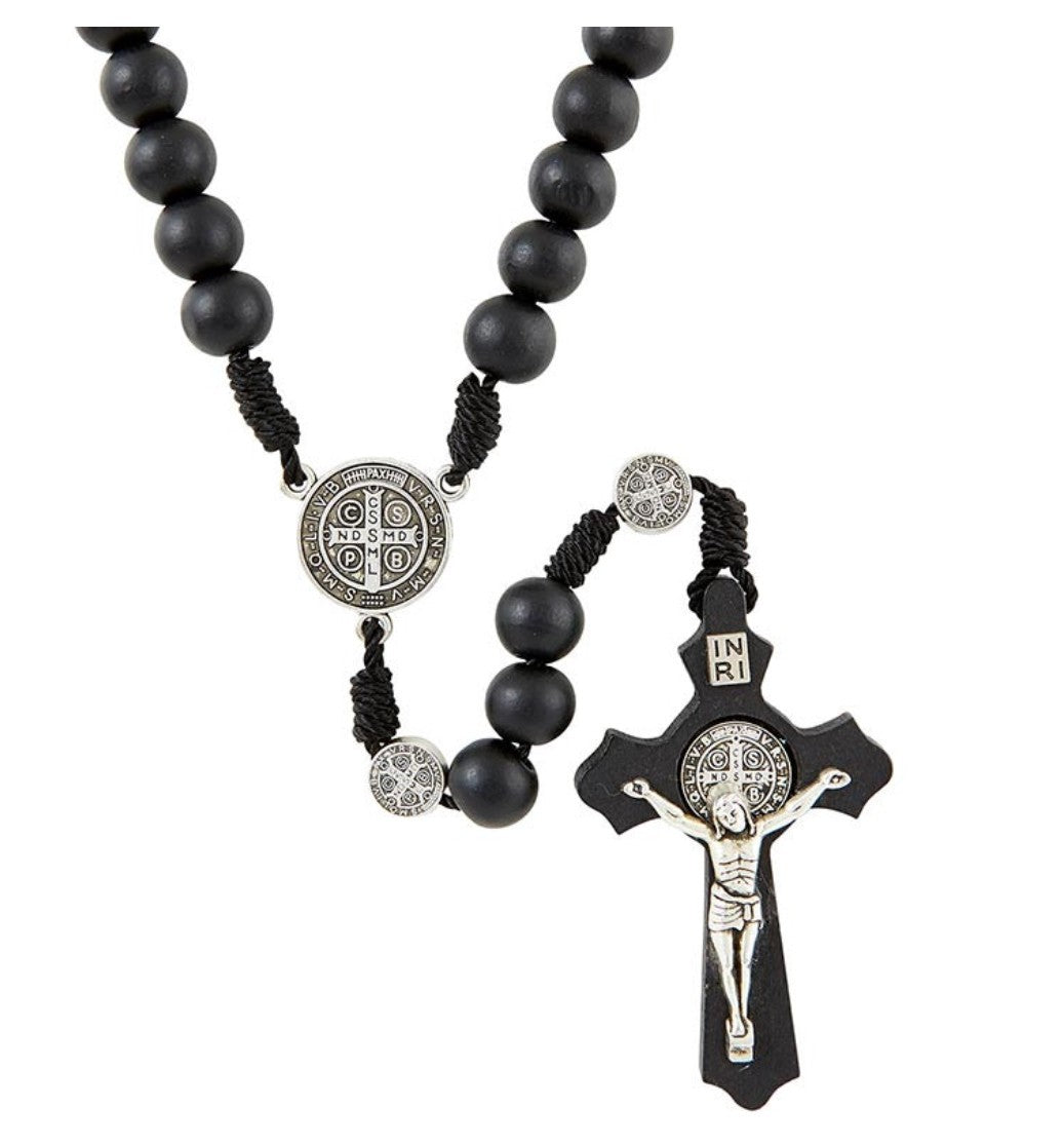 Saint Benedict Paracord Black Rosary,  New #Gftshp-100 - Journeys of Faith