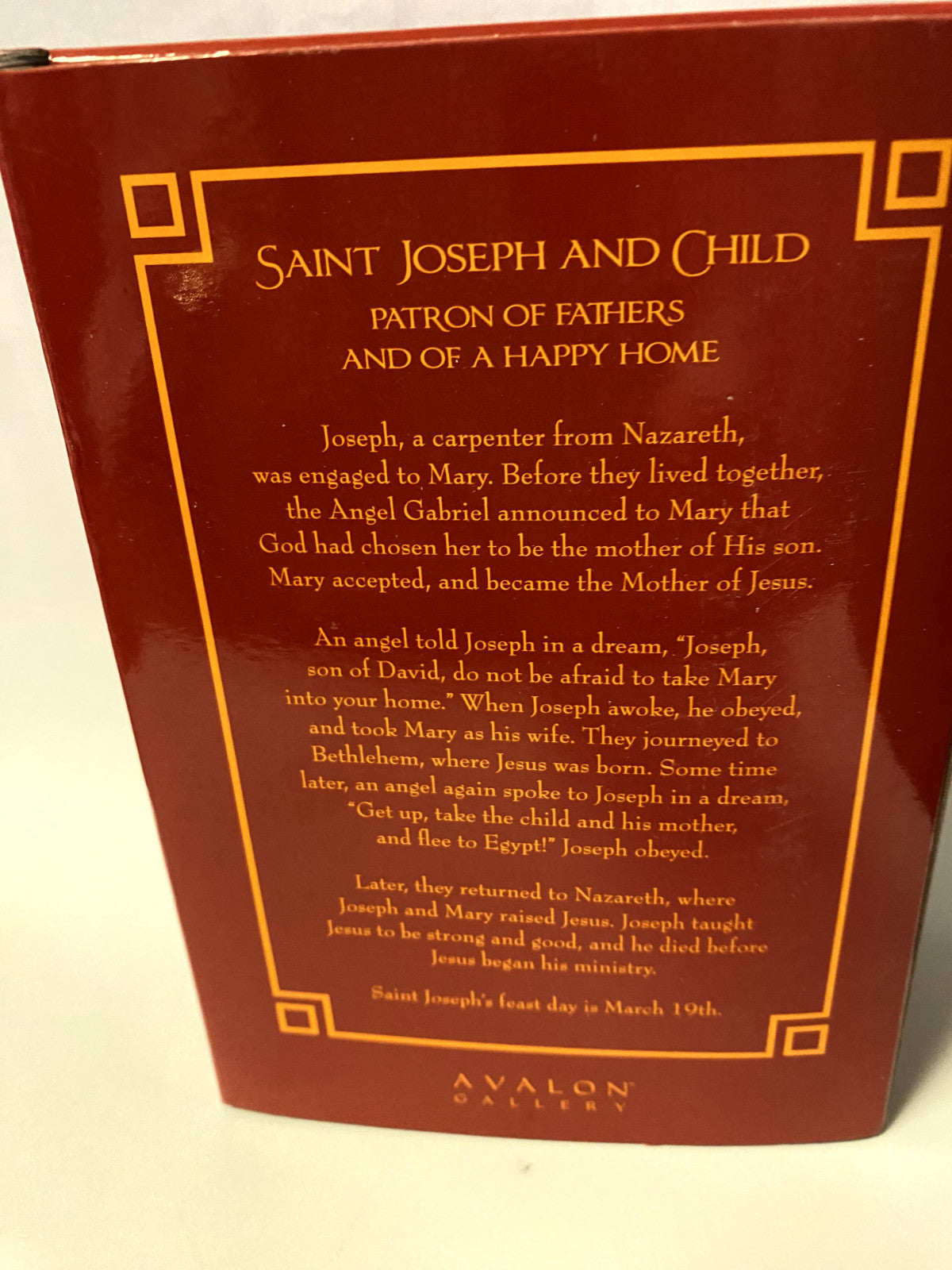 Saint Joseph with Child 4-inch statue by Bob and Penny Lord, depicting Saint Joseph holding the child Jesus in a detailed religious figure.