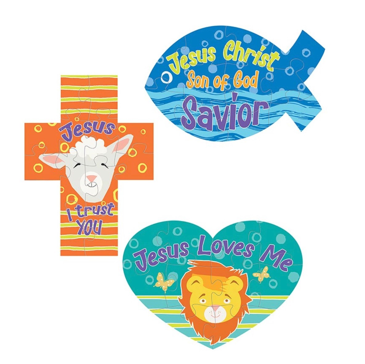 Children's Magnetic 3 pc  Assorted Puzzles with " Jesus Loves Me" #Gftshp-78 - Journeys of Faith
