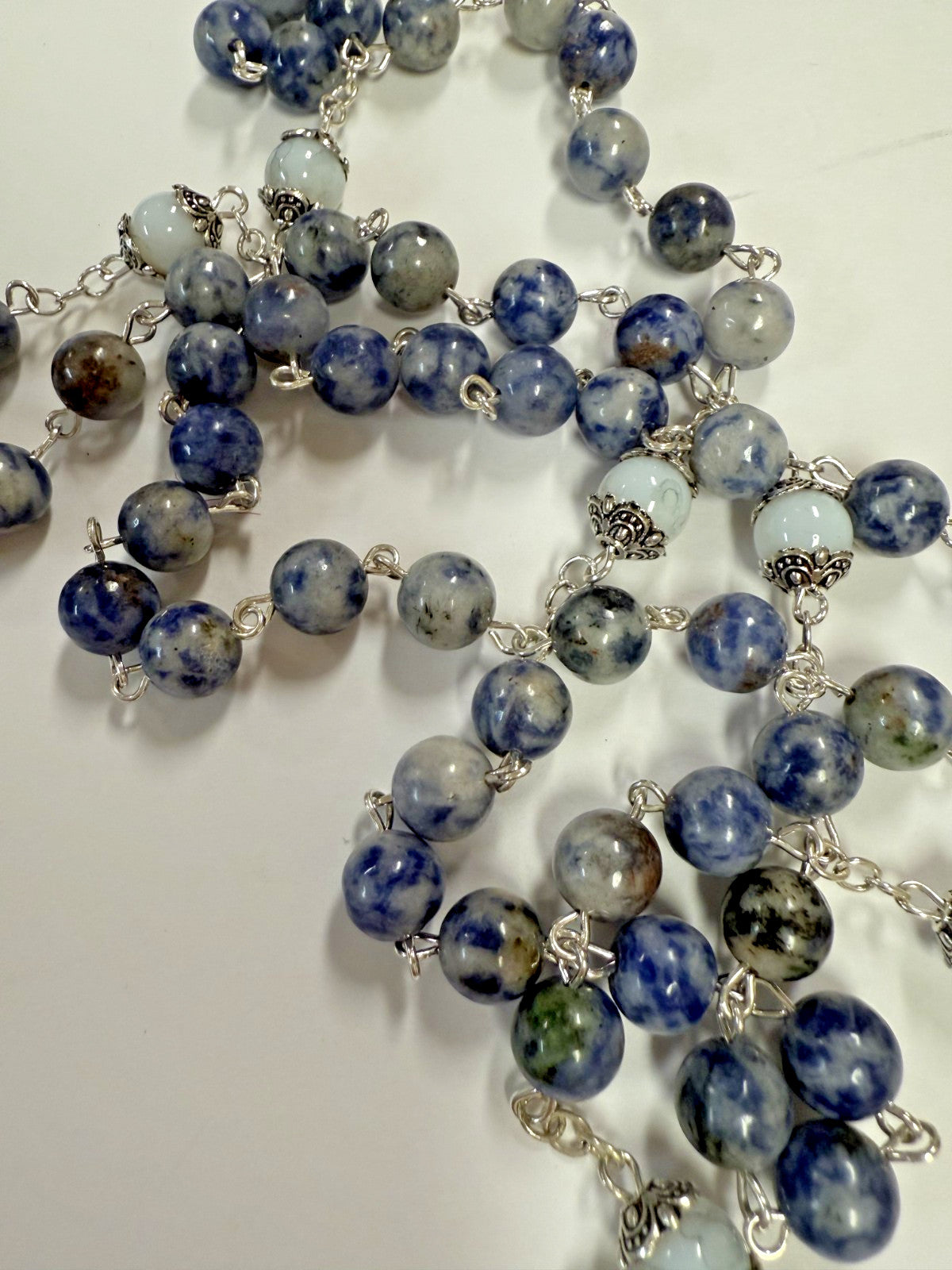 Blue Spot Stone Beads Rosary, New #Gftshp-55 - Journeys of Faith