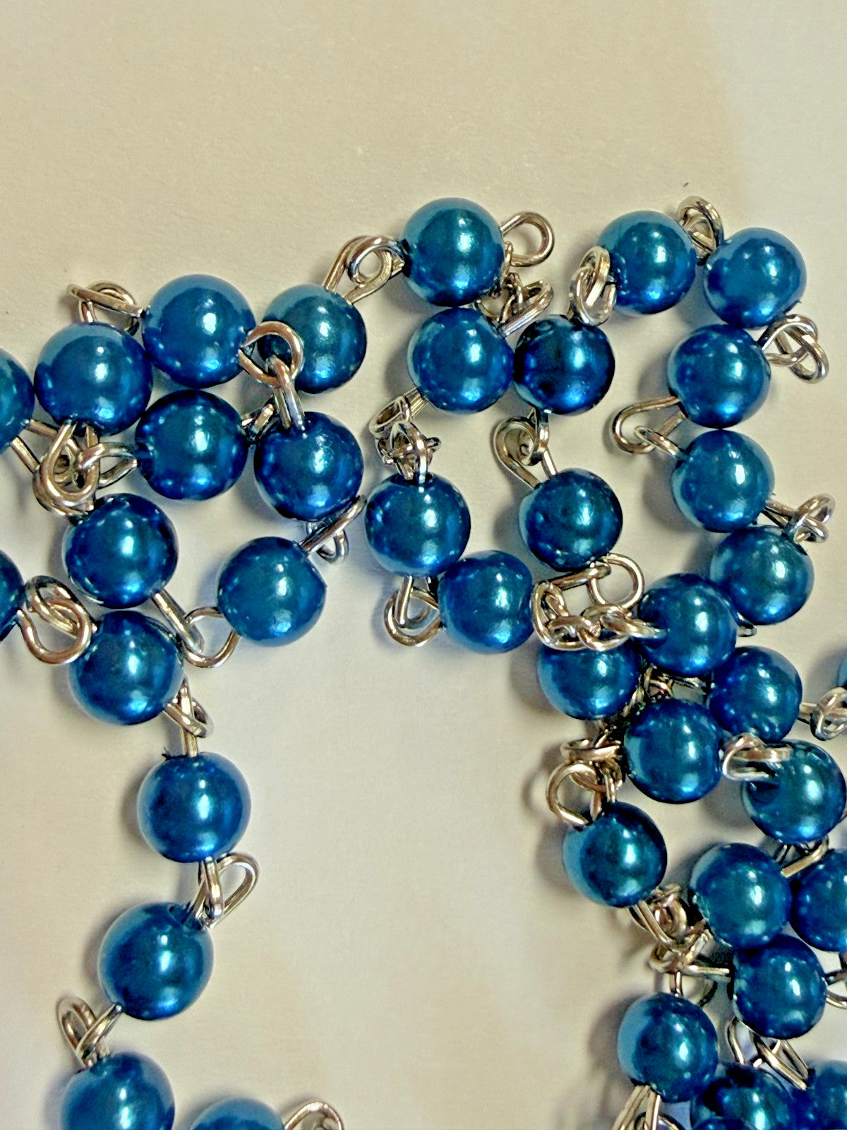 Royal Blue Rosary with blessing card, New  #Gftshp-239