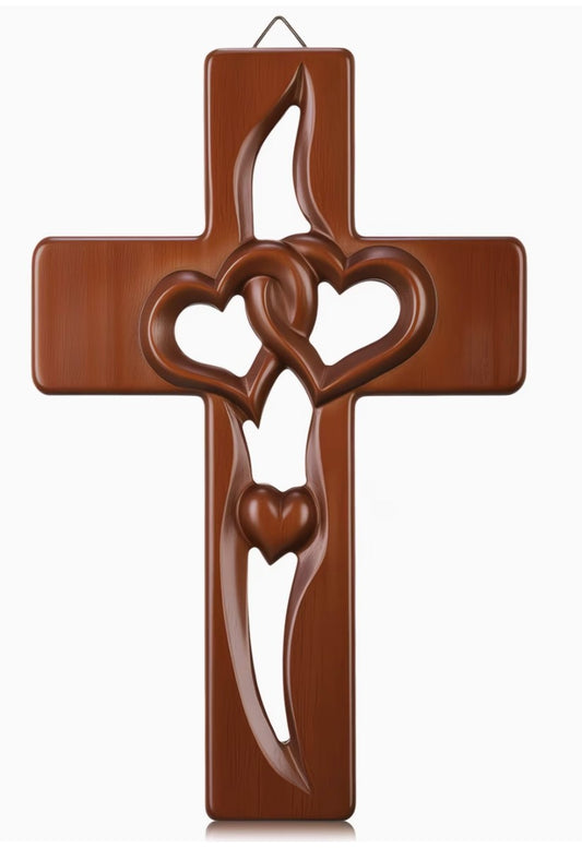 Interwoven Heart Shaped Wood Cross 10 x 6.25 In #Gftshp-203