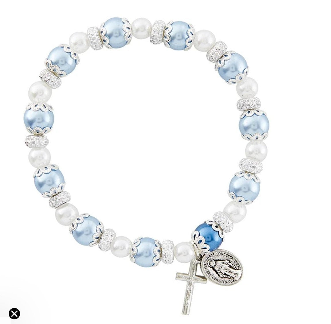 Light Blue and  White Imitation  Pearl Bead Bracelet, New #Gftshp-273 - Journeys of Faith