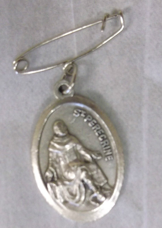 Saint Peregrine Cancer Saint medal relic with detailed religious design, collectible Christian relic from Bob and Penny Lord.