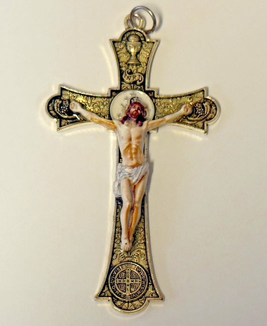 Holy Mass 3" Silver Crucifix Pendant,  New  #AB-092 - Journeys of Faith