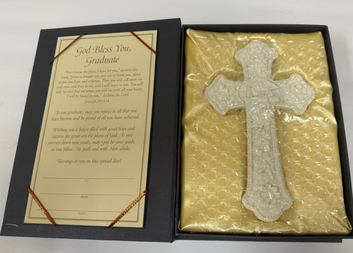 Off-White Graduation Gift Box Cross by Tomaso, New #AB-147