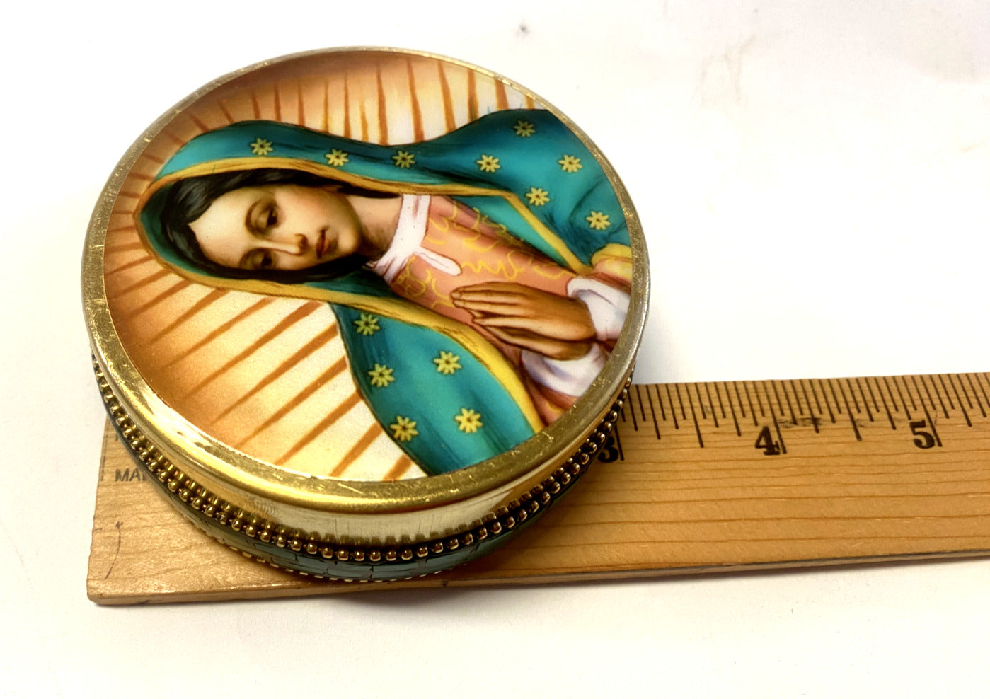 Our Lady of Guadalupe Large Rosary Tin, New