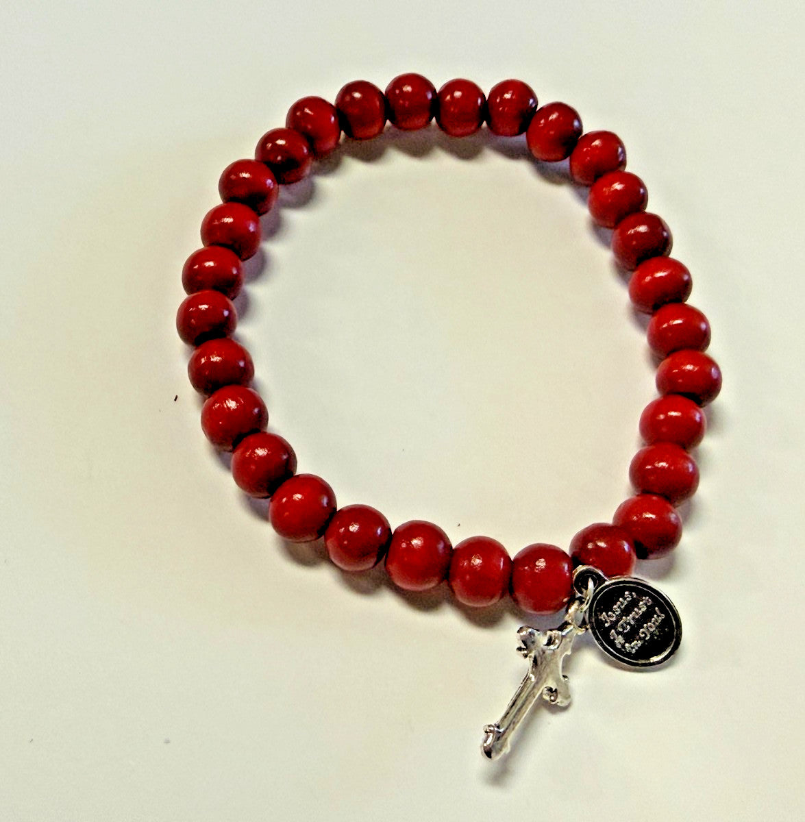 Divine Mercy  Red Stretchable  Bracelet, New #Gftshp-148 - Journeys of Faith