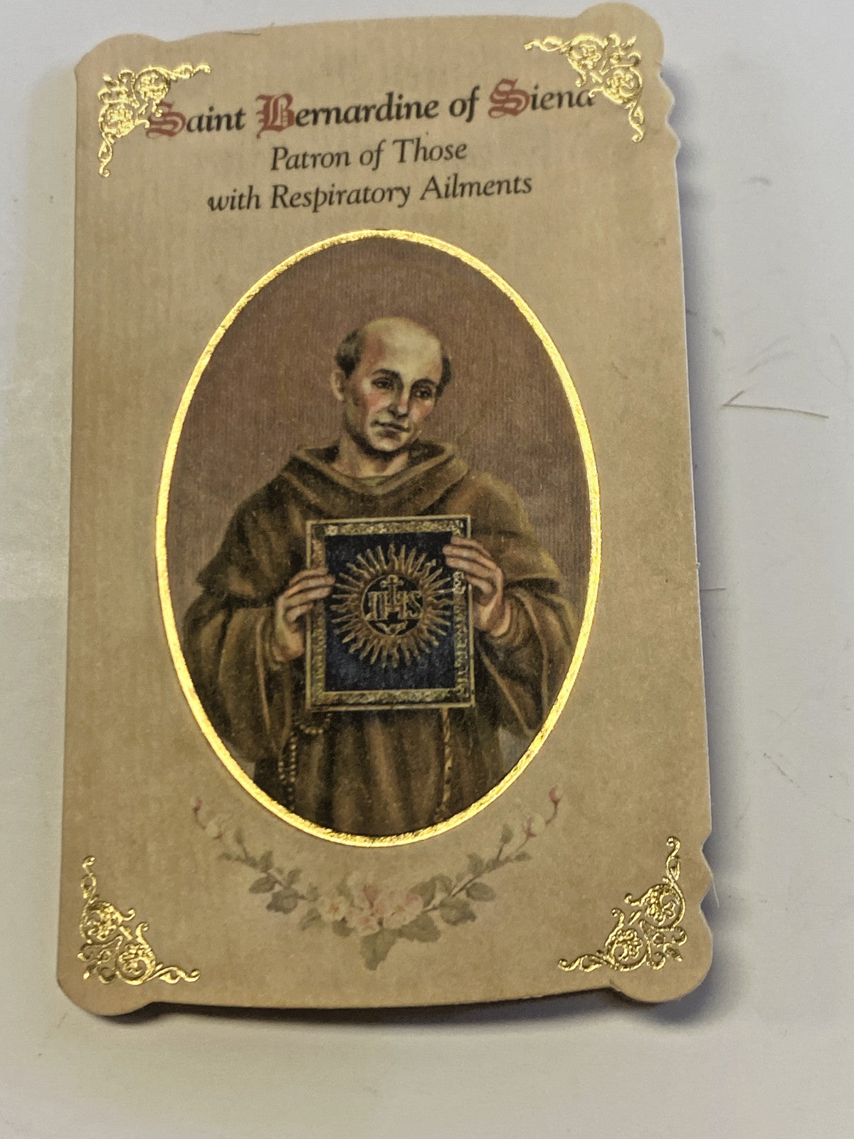 Saint Bernardine of Siena"  Respiratory Ailments "Prayer Card+ Medal, New#PCM-07 - Journeys of Faith
