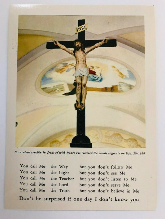 Religious crucifix print of Padre Pio and Our Lady of Grace by Bob and Penny Lord, Christian spirituality poster.