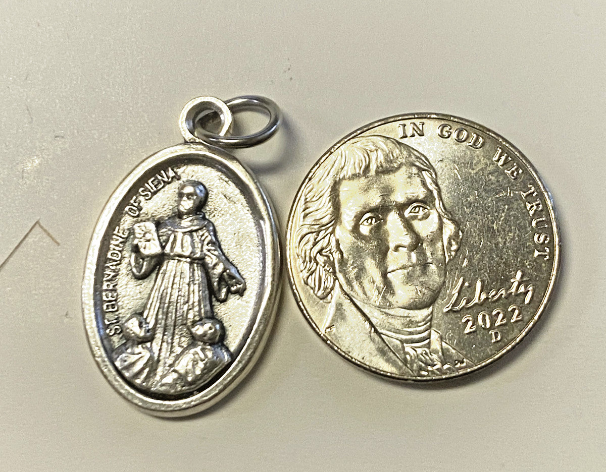 Saint Bernardine of Siena"  Respiratory Ailments "Prayer Card+ Medal, New#PCM-07 - Journeys of Faith