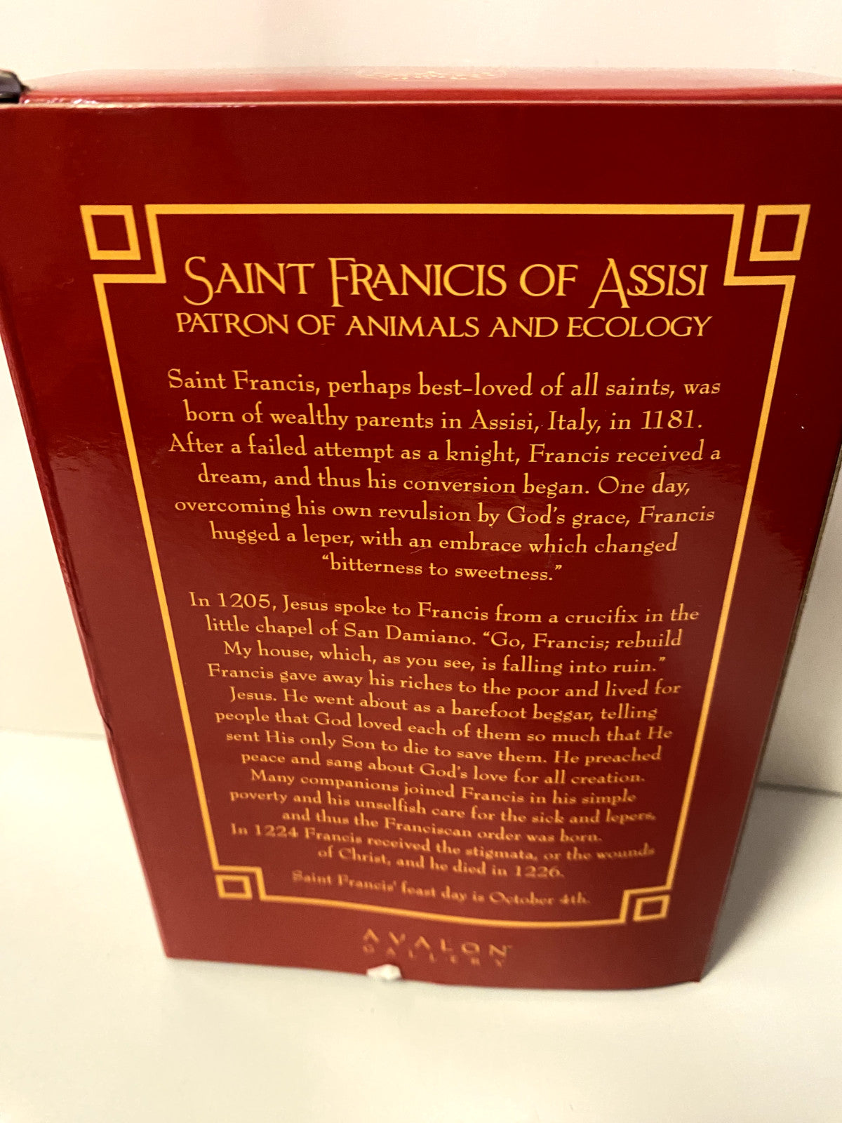 Small 4-inch Saint Francis of Assisi statue by Bob and Penny Lord, Christian collectible figurine with detailed religious design.