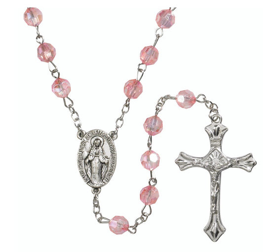Pink Acrylic Faceted Rosary,  New Gftshp-67 Journeys of Faith Collectibles:Religion & Spirituality:Christianity:Rosaries